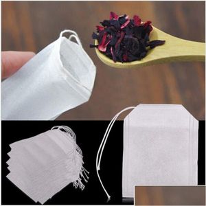 Colanders Strainers 100Pcs/Set Teabags 5.5X7Cm Empty Scented Tea Bags With String Herb Loose Heal Seal Filter Lightweight Kitchen Dhna4