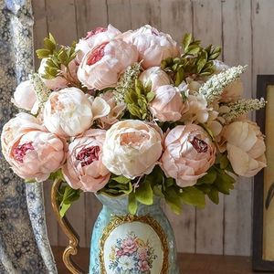 Dried Flowers 1Bunch European Artificial Peony Silk Fake Wedding Party Home Decoration Flower Bouquet Wreath DIY Scrapbooking 230111