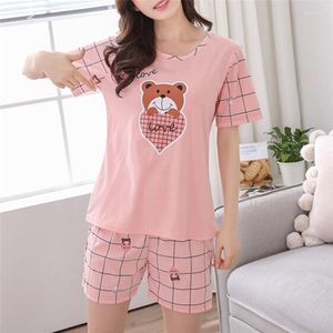 Women's Sleepwear Cute Nightshirt Casual Home Service Short Summer Young Girl Sleeve Cotton Pajamas For Women M-2XL