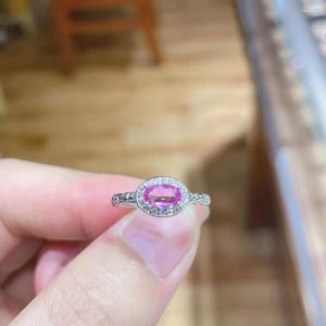 Rings de cluster jóias premium 4x6 Natural rosa safira feminina anel de presente festa casado menina aniversário dia dos namorados foi noiva