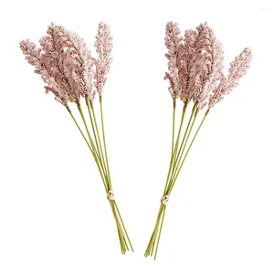 Decorative Flowers Wheat Artificial Flower Fake Dried Bouquet Stalkswedding Decoration Grain Faux Bouquets Decor Lavender Drygrass Stalk