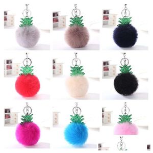 Keychains Lanyards Christmas Tree Keychain Plush Ball Key Chain Accessory Pendant Mix Order Rings Drop Delivery Fashion Accessories Dhndq