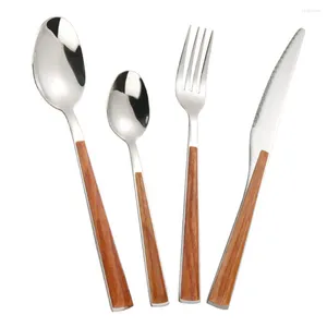 Dinnerware Sets 1 Set Stainless Steel Cutlery Fork Spoons Flatware For Home Kitchen Wedding Party ( As Shown )