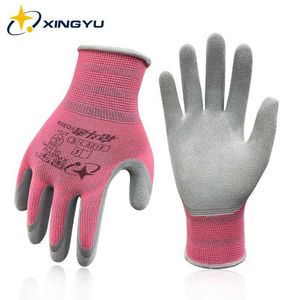 XINGYU Work Gloves Non-Slip sion Resistance Nitrile Washable Pink Good Grip Hand Protective Agriculture Garden