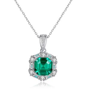 Colar de pingente de esmeralda S925 Micro conjunto de prata Zircão Gem Gem Colar Gem Moda Cadeia Chain Europa Jóias Mulheres Partido de Casamento do Dia dos Namorados Presente SPC