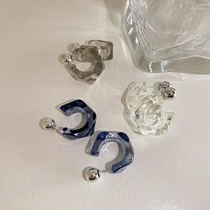 Brincos de argolas Origem do verão minimalista de rombus geométrico Brincho arcílico transparente para mulheres Design exclusivo Rios redondos jóias