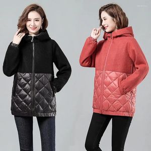 여자 트렌치 코트 중간 길이 후드가있는 따뜻한 모직 숙녀 재킷 5xl 겨울 2023 두껍게 느슨한 패션 미스 스 플라이 싱 아래 면화 코트