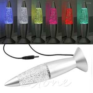 Nocne światła USB wielokolorowe zmieniające się lampa lawy LED LED Glitter Mode Light Party Dekoracja