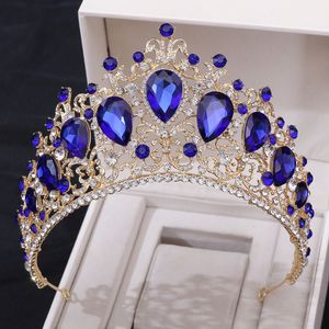 Wedding Hair Jewelry KMVEXO Baroque Gold Colorful Crystal Tiaras Crowns Big Diadem Veil Tiara Bridal Headbands Accessories 230112