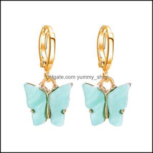 Charm Chic Fashion Butterfly Маленькие золотые серьги обручи для женщин Colorf Acril Boho de Mujer Заработки Обруча