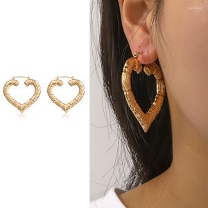 Hoop Earrings Geometric Heart Metal Gold Color Vintage Bohemia Peach Dangle For Women Party Jewelry