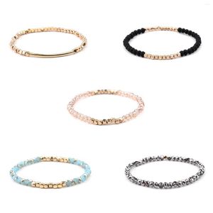 Strand 1PC Crystal Dainty Armband Delicate Pärlade armband Pale Elastic Facetter Stretch Anklet Women Man Jewelry