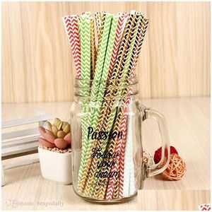 Drinking Straws Disposable Degradable Paper Sts Birthday Wedding Party Event Stripe St Coffee Shop Eco Friendly Drink Tqq Bh1981 Dro Dh3Da