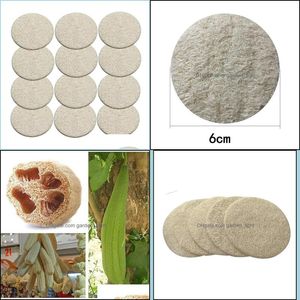 Bath Brushes Sponges Scrubbers 6Cm Natural Loofah Pad Facial Cleaning Wash Brush Discharge Makeup Cleaner Drop Delivery Home Gard Dhqjh