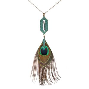 Pendant Necklaces Fashion Jewelry Vintage Peacock Feather Necklace Leaf Drop Delivery Pendants Dhz7B