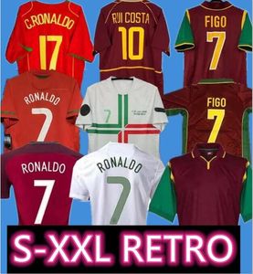 1998 1999 2010 2012 2002 2000 2004 2016 Portogallo Retro Soccer Maglie Rui Costa Figo Ronaldo Nani CARVALHO Calcio Maglie vintage classico Portogallo Uniformi