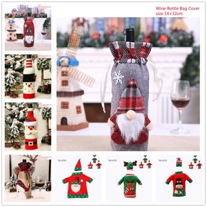 Weihnachtsdekorationen für Home Geschenktüten süße Weinflaschenabdeckungen Jahr Familienfeier Diy Ornamente Champagner Set