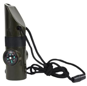 7 w 1 Survival Whistle Multi-ofce narzędzie przetrwania na zewnątrz LED LED LASHLIGHT TERCH TERCHIM Compass Thermometar Fujator zewnętrzny sprzęt kempingowy