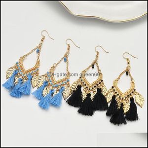 dangle chandelier colorf boho leaf tassel earrings for women metal fringe jewelry brincos bijoux vintage bohemian dot deli otqek
