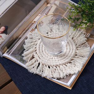 Tovagliette Boho Decor Macrame Rotondo Nappa Tappetino intrecciato a mano Tovaglietta Corda di cotone Decorazione da pranzo