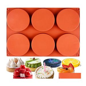 Baking Moulds Mods 6Cavity Large Cake Molds Sile Round Disc Resin Coaster Mod Nonstick Mold Soap Mousse Pan Rra12509 Drop Delivery H Otlrs