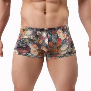Unterhosen Sexy Männer Höschen Unterwäsche Gericht Stil Druck männer Boxer Atmungsaktive Seide Weiche Männliche Unter Tragen