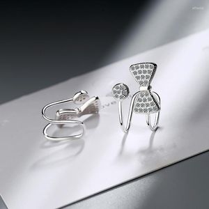 Brincos de costas clipe de brinco de boxó fofo Sem piercing Cuff Crystal Zirconia Stone Ear Jewelry for Lady Girls