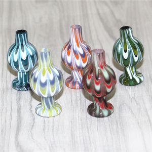 Hookahs Wig Wag Glass Bubble Carb Cap Colored Unique Universal Ball Caps For 25mm Quartz Banger Nails Glass Bongs