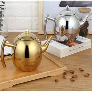 Cups Saucers 1L/1.5L Thick Stainless Steel Teapot Coffee Pot Water Kettle With Filter Large Capacity Induction Cooker Tea Tool