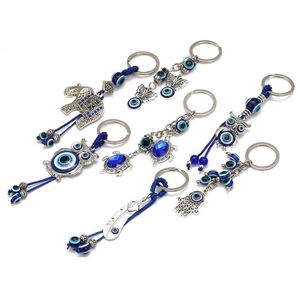 Schlüsselanhänger Lanyards Großhandel Mode Tier Schmetterling Böse Augen Schlüsselbund Glas Schlüsselanhänger Blaues Auge Anhänger Ornament Drop Lieferung A Dhjf3