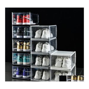 Storage Boxes Bins Detachable Transparent Thickened Plastic Clear Shoe Box Stackable Combination Shoes Container Organizer Dustpro Ot7Qe