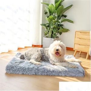 Kennels Pens Plush Large Dog Bed Slee Mat Memory Foam Pet Orthopedic Washable Cushion Antislip Matteress For Cats Dogs Supplies Dr Dhhku