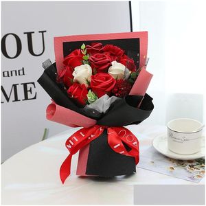 Decorative Flowers Wreaths Simation Christmas Valentines Day Gift To Send Men And Women Friends Carnation Rose Small Bouquet Drop Dhmrs