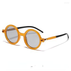 Sonnenbrille Herren und Damen runder Rahmen moderne Mode All-Match Street S Retro künstlerische Ins schlichte Brille