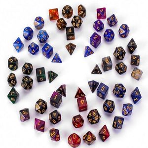 Star Sky Two-color Polyhedral Resin Dice Digital Game Gaming 7Pcs Set 8 Color YD157