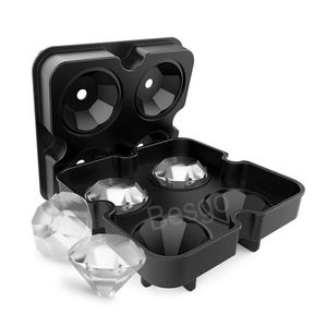 Baking Moulds Creative Sile Ice Cube Mod 4 Grid Diamond Shape Mold Tray Black 3D Cubes Molds Wine Cocktail Party Bar Accessories Bh7 Dhnyt