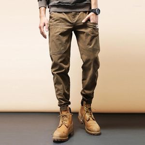 Jeans masculinos Moda de streetwear Homens soltos Fit Pocket Pocket Pocket Casual Cargo Pants Maclão Macacão Coreano Hip Hop Jolveres de Hip Hop