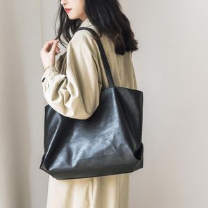 イブニングバッグ大型PUレザーの女性ショルダーショッパーバッグ日本人女性デザイナー女性のためのトート2023トレンドビッグメスハンドバッグブラック