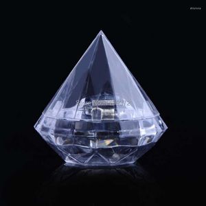 ギフトラップ120pcs 7x7cmクリアプラスチックラブリーダイヤモンドシェイプキャンディボックスボックスウェディングパーティー有利な保有者宴会