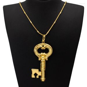 Colares pendentes para mulheres Padrão -chave Tamanho grande com coleta Colar 24K Gold Bated Fashion Jewelry Acessório de alta qualidade Presente de cobre