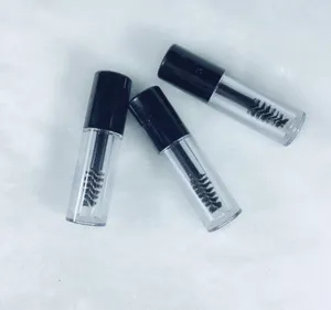 Wholesale Clear Empty Mascara Tube Eyelash Cream Vial Liquid Bottle Sample Cosmetic Container with Leakproof Inner Black Cap