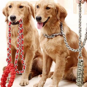 Obroże dla psów duże psy smyczy przeciw bitowej metalowej smycze łańcuch żelaza do złotego retriever Samoyed Husky Big Traction Rope Produkty dla zwierząt domowych