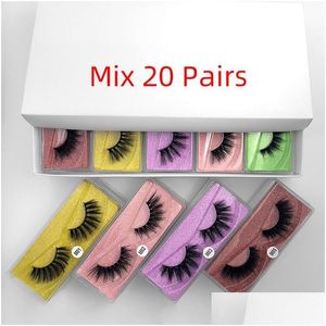 False Eyelashes Eyelash 3D Mink Natural Long Fake Lash Hand Made Makeup Faux Cils M1M10 Styles 10 Pair Of Each Style Packing Super Q Dhwii