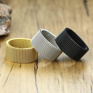 Wedding Rings Men's Modern Stainless Steel Mesh Belt Ring Men And Women Jewelry Handsome Fashion