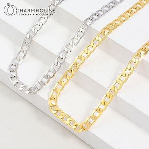 Chains 18K Gold GP Charm Necklaces For Man Women 6mm Link Chain Necklace Collier Choker Sterling Silver Jewelry Accessories Party Gifts