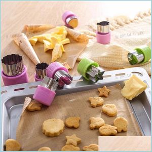 Moldes de cozimento Bolo biscoito de biscoito de molde Cutter vegetal Conjunto de aço inoxidável Mini fofos para ferramentas de frutas decorativas Caixa Drop D DHVH5