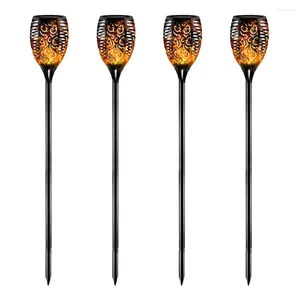 4st 12Led Outdoor Waterproof Simulated Flame Battery Powered With Stake Pathway Solar Garden Light Festival Energy Saving