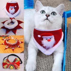 Dog Apparel Christmas Bandana Party Bib Pet Birthday Triangle Scarf Neck Decoration With Hat Drool Towel Than Bear Bell