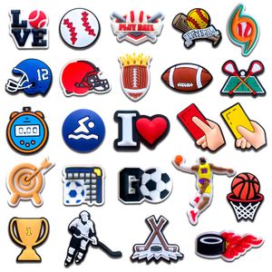 Acess￳rios para pe￧as de cal￧ados Sports Sports Ball Charms para decora￧￣o de coito de beisebol Basquete de futebol infantil garoto menina adt homens mulheres festas d￣o otwbi