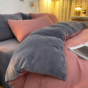 Bedding Sets Winter Crystal Velvet Warm Duvet Cover Set Non-static Plush Quilt Pillowcase Home Textile Full Size